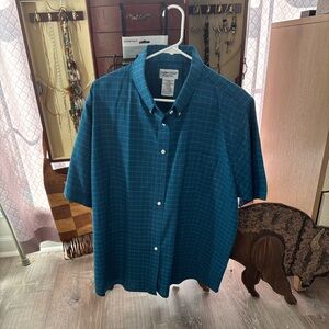 Cabin Creek Teal Windowpane Short-Sleeve Button-Down Shirt